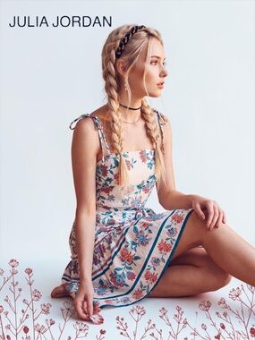 NWT Julia Jordan Floral Border Print Cotton Sundress - Size M
